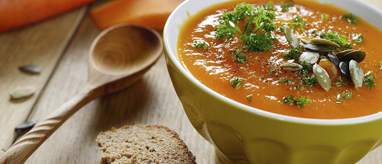 Roasted pumpkin apple soup is a healthier meal option for you around the holidays.