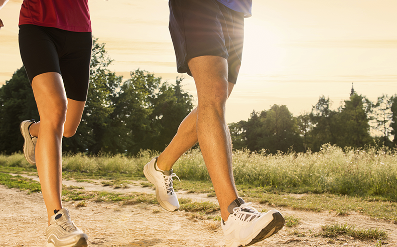couple running on trail