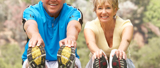 older couple stretching