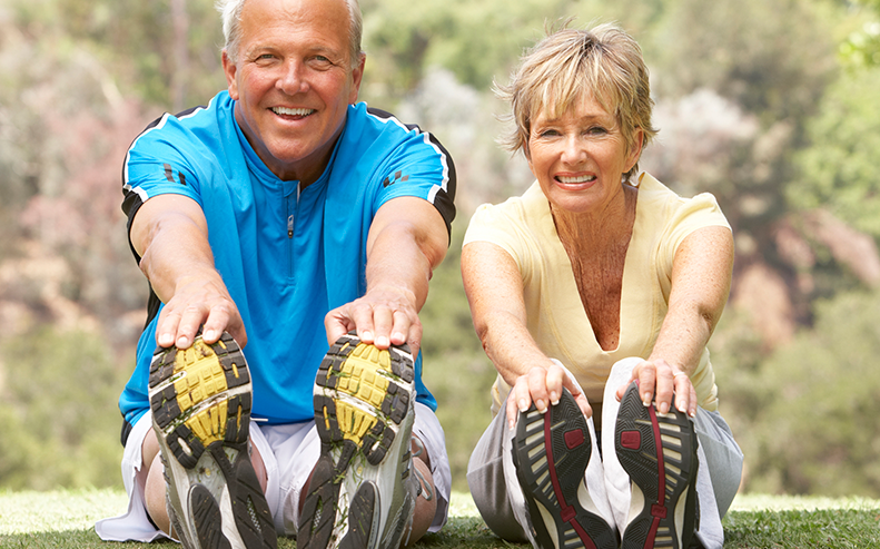 older couple stretching