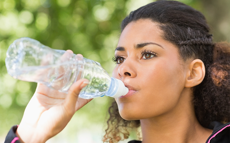woman drinking water