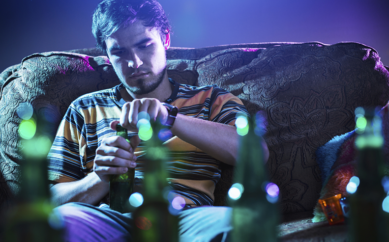 man drinking alone