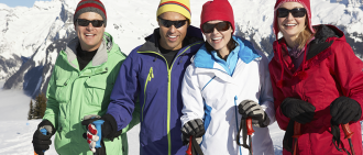 group skiing