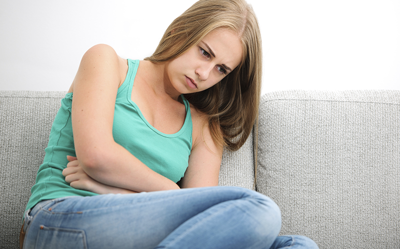 girl with abdominal pain