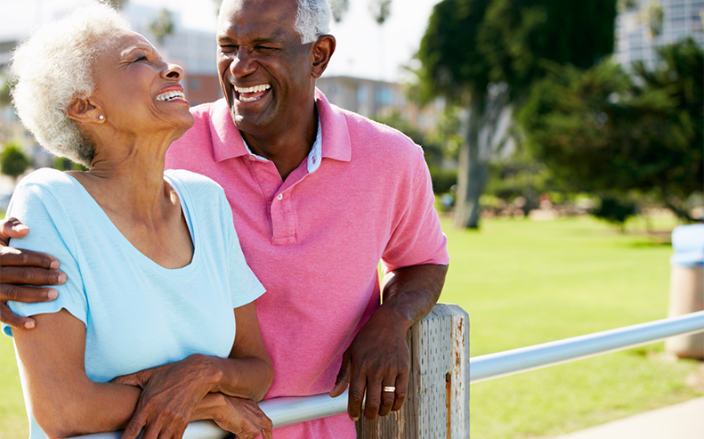 elderly couple in park