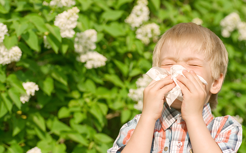 boy sneezing