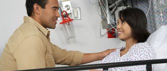 visiting patient at hospital