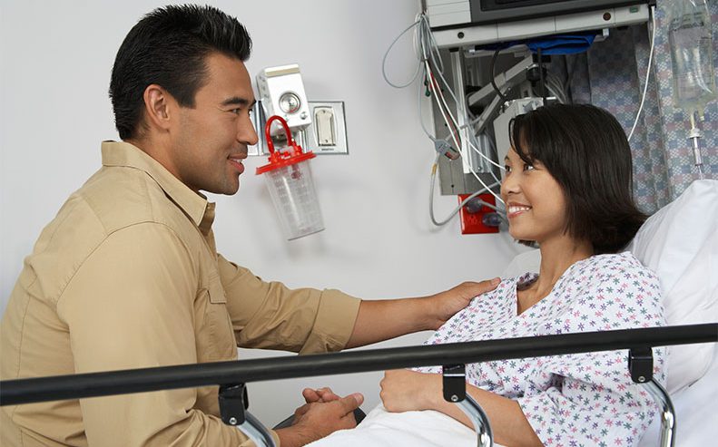 visiting patient at hospital