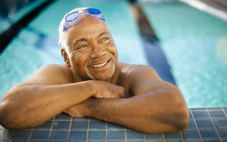 man in pool