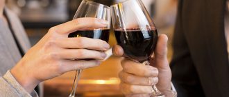 drinking red wine