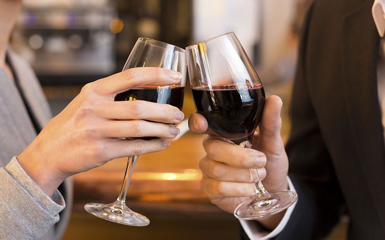 drinking red wine