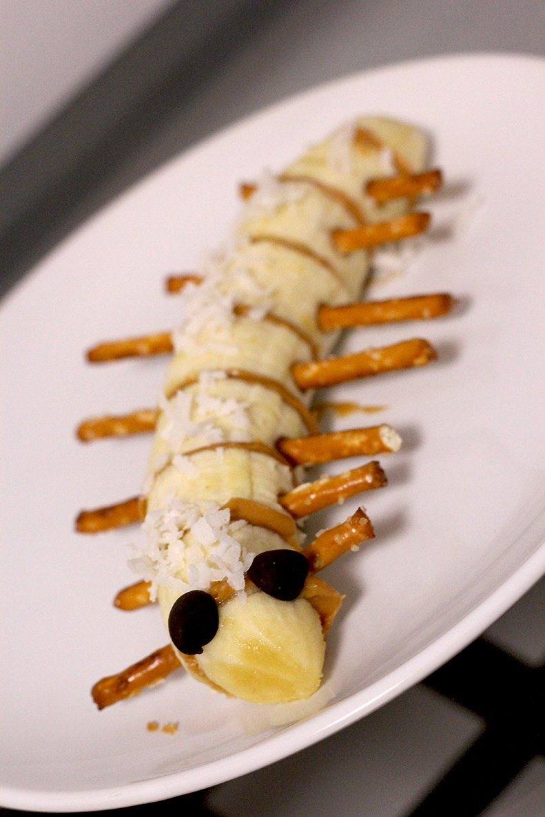 Healthy Halloween Treats - Banana Centipede