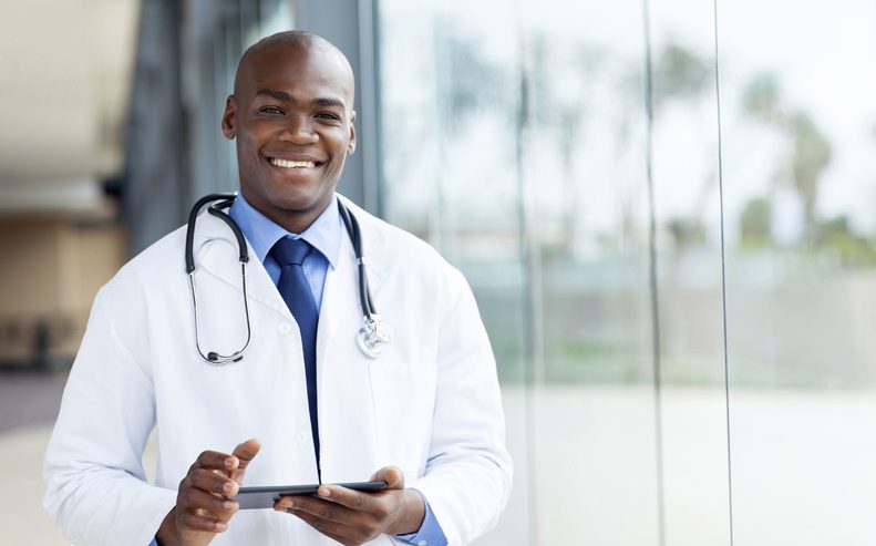 doctor with tablet