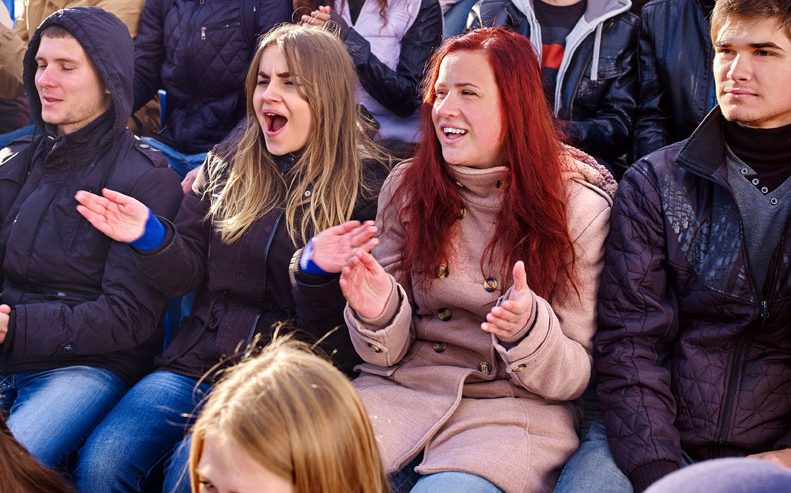fans on bleachers