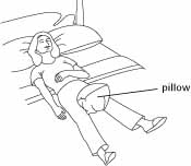 After a total hip replacement, place a pillow between your thighs when lying on your back.