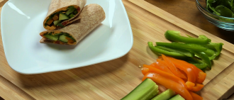 Yummy hummus and veggie wrap
