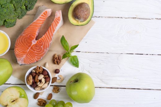 Salmon on cutting board