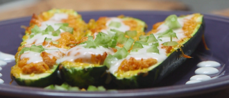 Buffalo Chicken Zucchini Boats