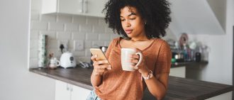 woman drinking coffee