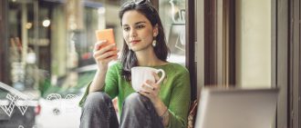 Woman researching