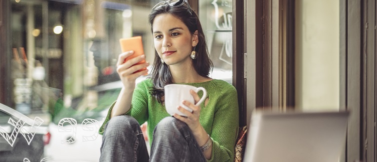 Woman researching