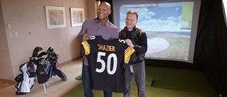 Joe and Ryan Holding a Steeler Jersey