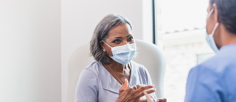 Patient wearing mask