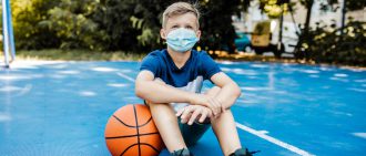 Boy wearing mask