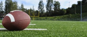 A football on a field