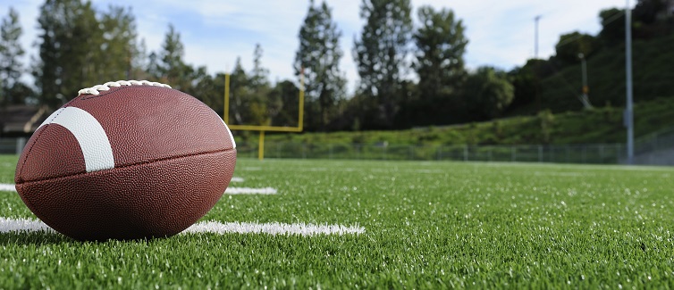 A football on a field