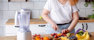 prepping a healthy smoothie