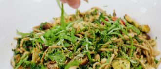 Elevate your next pasta night with our irresistible Roasted Veggie Pesto Pasta Salad recipe. Get the recipe.