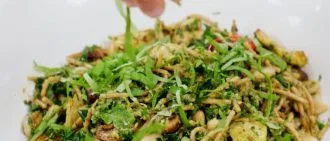 Elevate your next pasta night with our irresistible Roasted Veggie Pesto Pasta Salad recipe. Get the recipe.